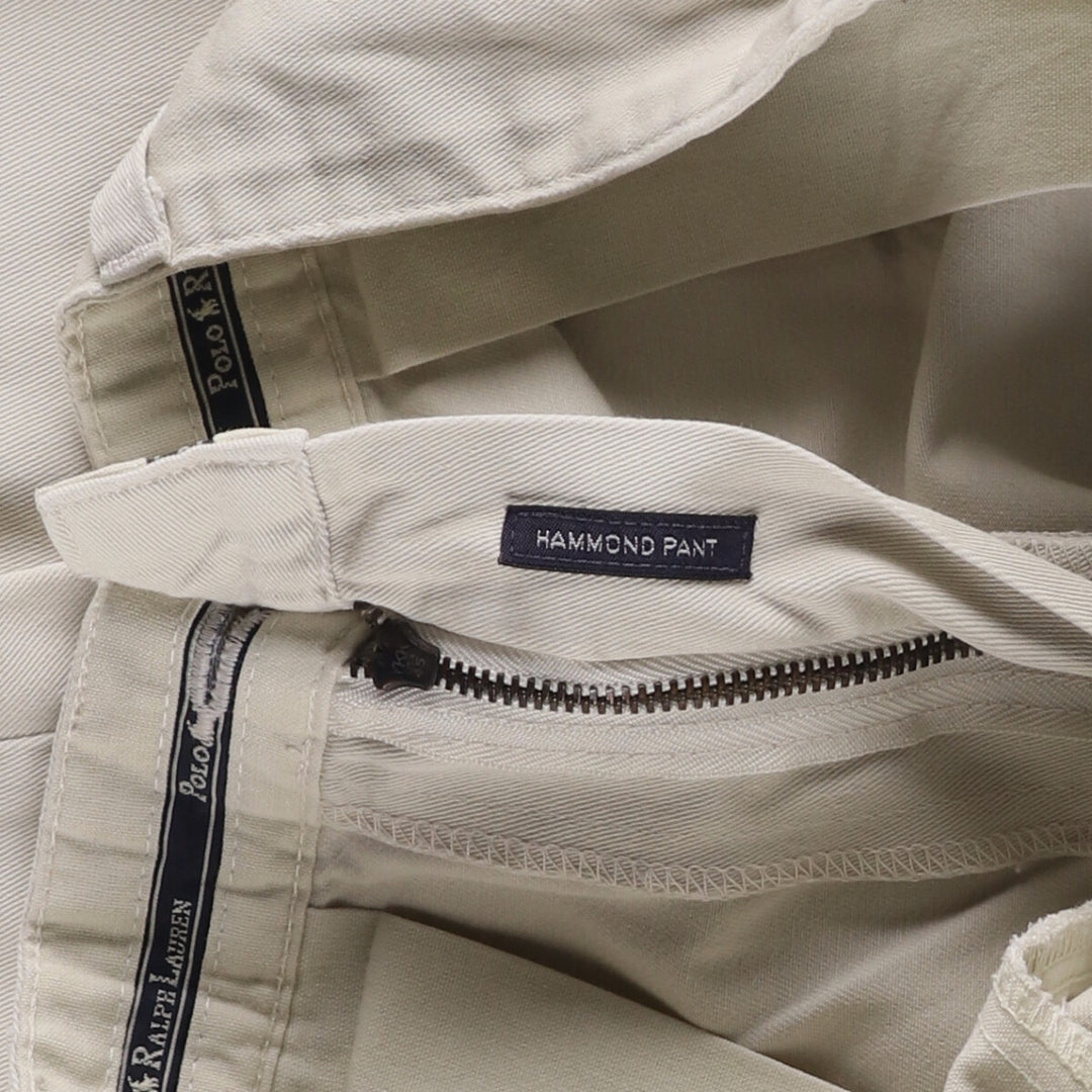 Vintage 90'S Ralph Lauren Polo Hammond Pant, two-pleat chino pants, made in the USA, men's size W33. cotton pale white type Vintage Second Hand