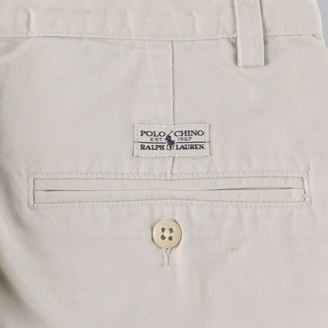 Vintage 90'S Ralph Lauren Polo Hammond Pant, two-pleat chino pants, made in the USA, men's size W33. cotton pale white type Vintage Second Hand