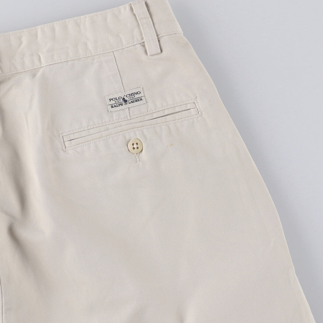 Vintage 90'S Ralph Lauren Polo Hammond Pant, two-pleat chino pants, made in the USA, men's size W33. cotton pale white type Vintage Second Hand