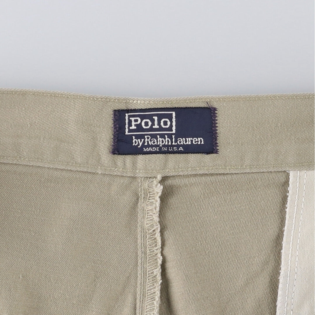90'S Ralph Lauren POLO by Ralph Lauren Two-pleat Chino Pants Made in USA Men's W36 Vintage cotton Khaki type beige Vintage Second Hand