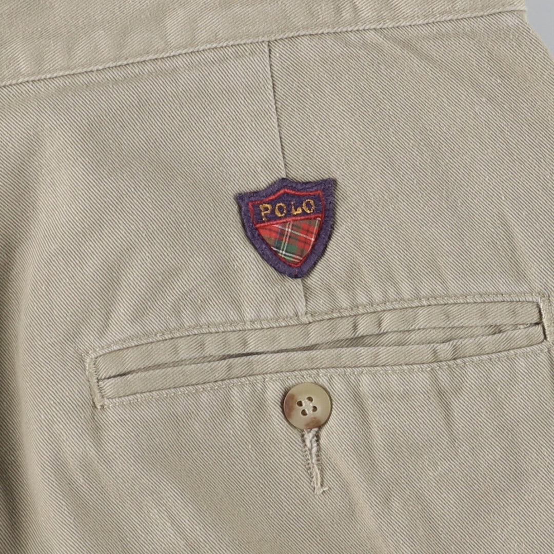 90'S Ralph Lauren POLO by Ralph Lauren Two-pleat Chino Pants Made in USA Men's W36 Vintage cotton Khaki type beige Vintage Second Hand