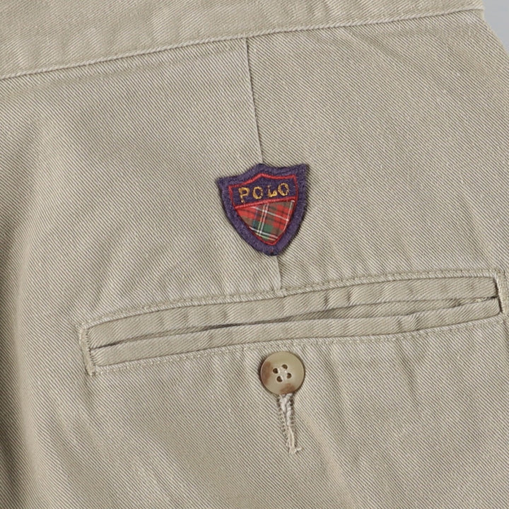 90'S Ralph Lauren POLO by Ralph Lauren Two-pleat Chino Pants Made in USA Men's W36 Vintage cotton Khaki type beige Vintage Second Hand