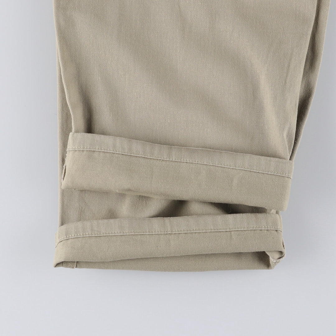 90'S Ralph Lauren POLO by Ralph Lauren Two-pleat Chino Pants Made in USA Men's W36 Vintage cotton Khaki type beige Vintage Second Hand