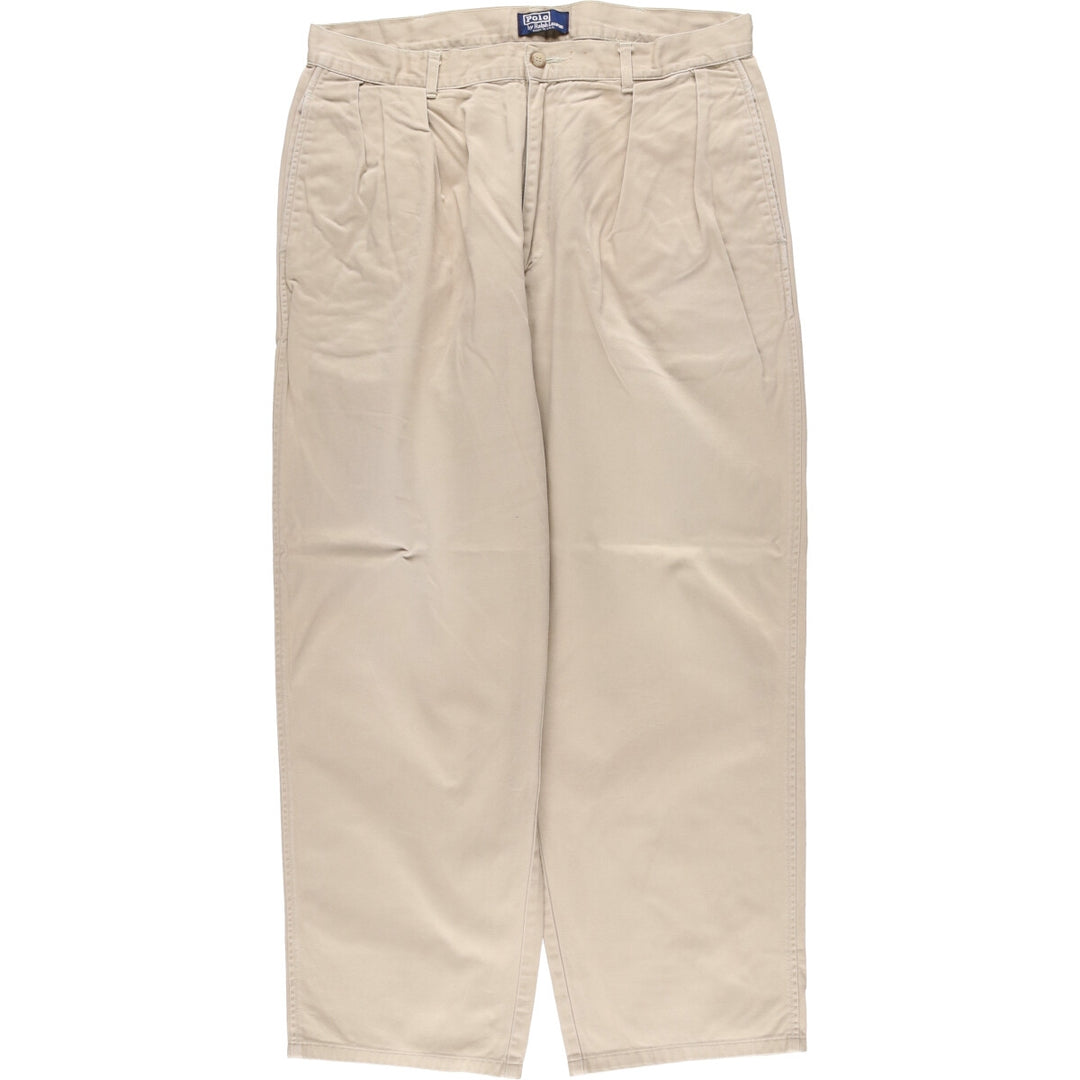 Vintage 90'S Ralph Lauren POLO by Ralph Lauren two-pleat chino pants, made in the USA, men's size W35. cotton Beige type Vintage Second Hand