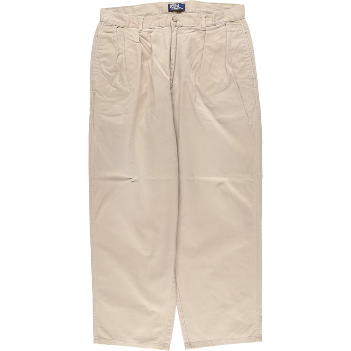 Vintage 90'S Ralph Lauren POLO by Ralph Lauren two-pleat chino pants, made in the USA, men's size W35. cotton Beige type Vintage Second Hand