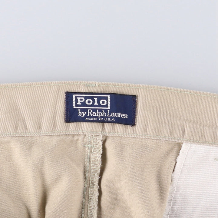 Vintage 90'S Ralph Lauren POLO by Ralph Lauren two-pleat chino pants, made in the USA, men's size W35. cotton Beige type Vintage Second Hand