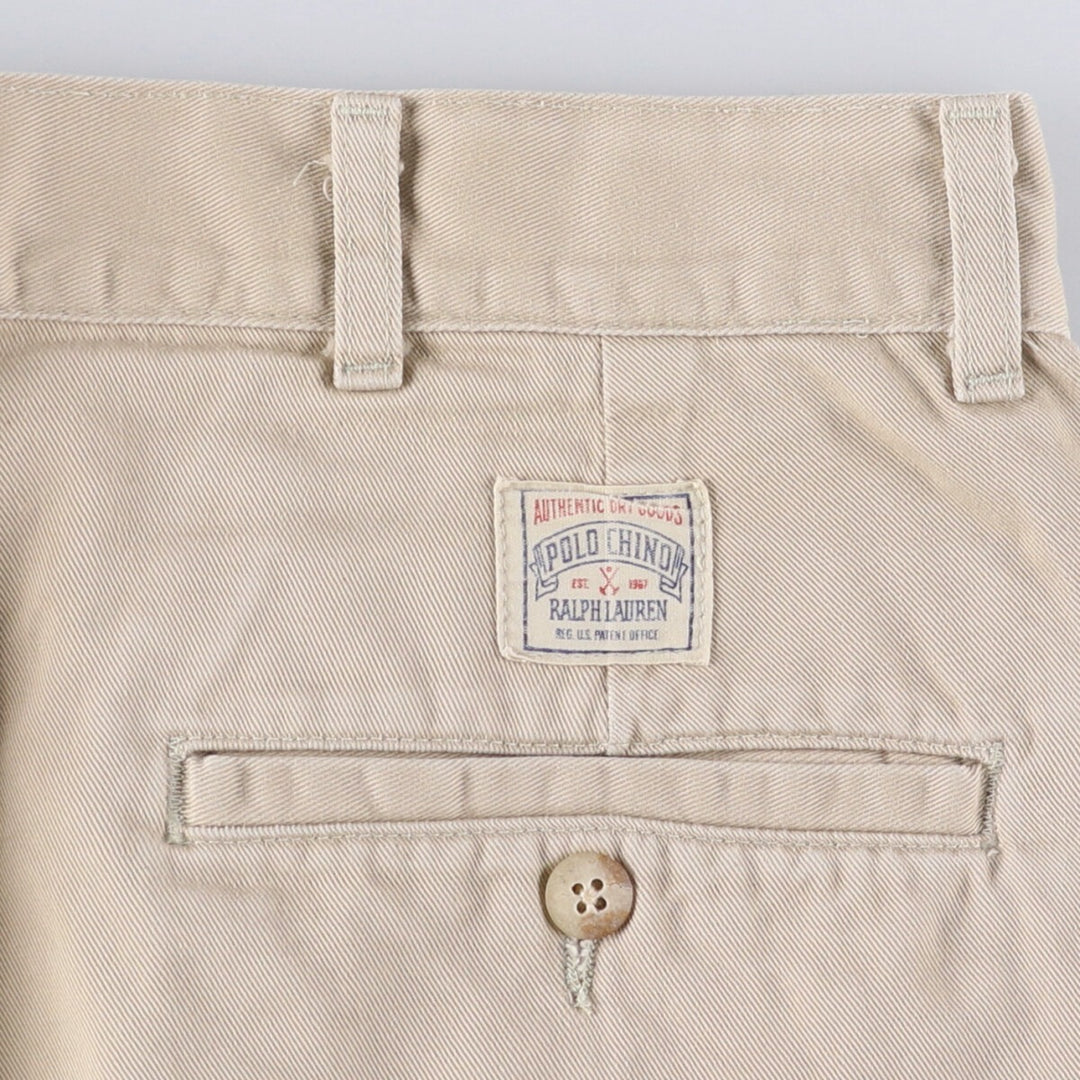 Vintage 90'S Ralph Lauren POLO by Ralph Lauren two-pleat chino pants, made in the USA, men's size W35. cotton Beige type Vintage Second Hand