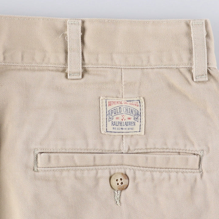 Vintage 90'S Ralph Lauren POLO by Ralph Lauren two-pleat chino pants, made in the USA, men's size W35. cotton Beige type Vintage Second Hand