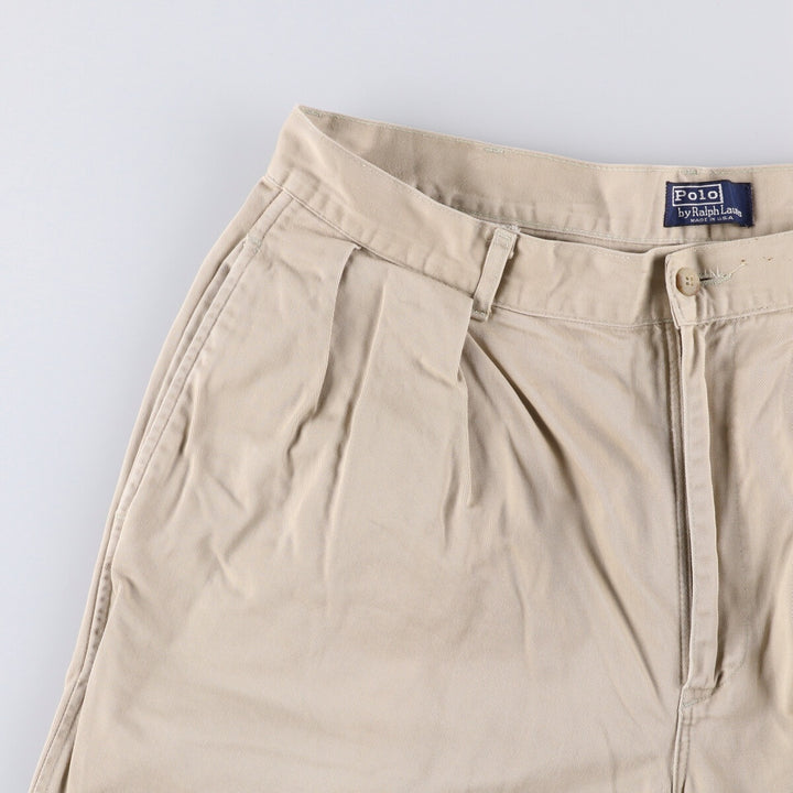 Vintage 90'S Ralph Lauren POLO by Ralph Lauren two-pleat chino pants, made in the USA, men's size W35. cotton Beige type Vintage Second Hand