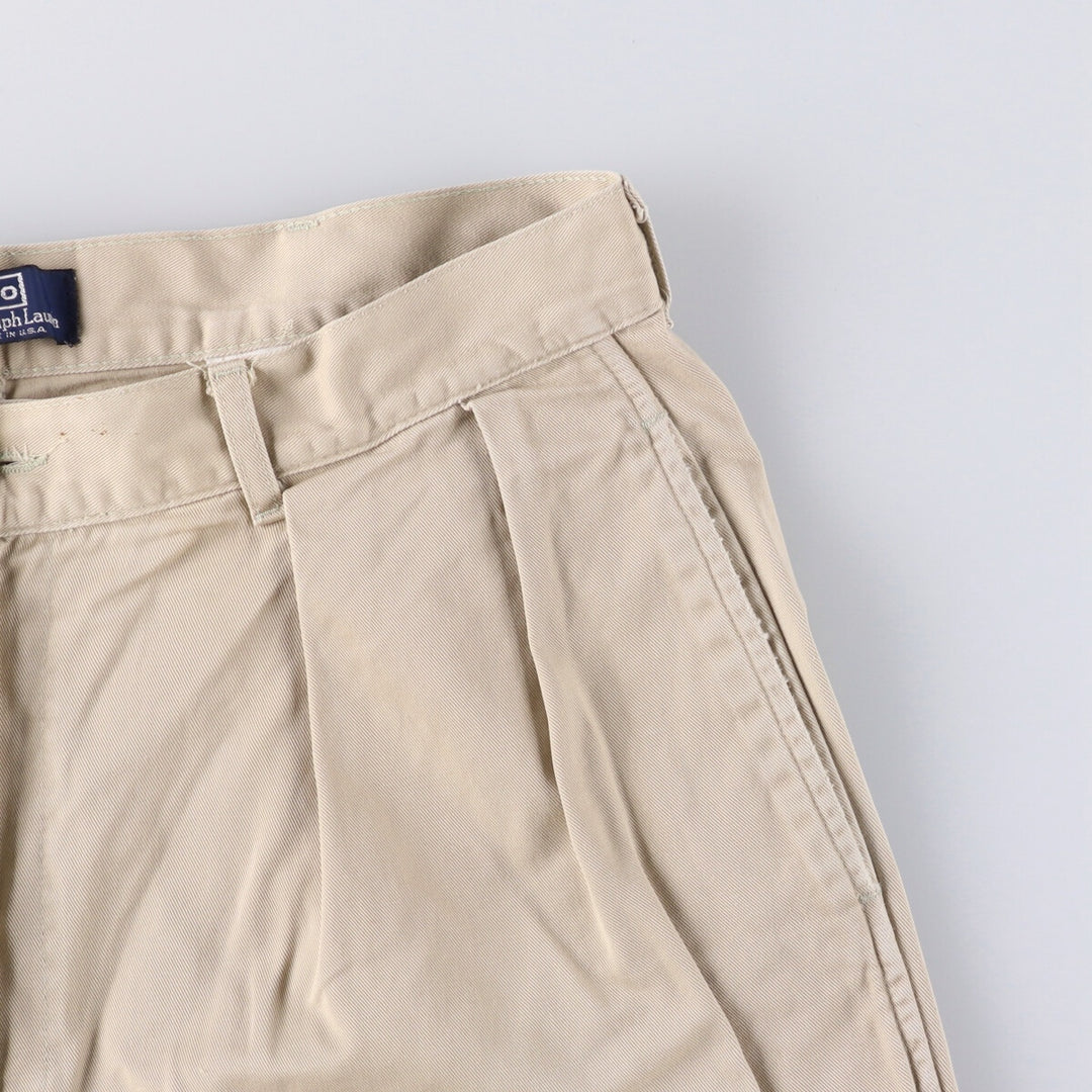 Vintage 90'S Ralph Lauren POLO by Ralph Lauren two-pleat chino pants, made in the USA, men's size W35. cotton Beige type Vintage Second Hand