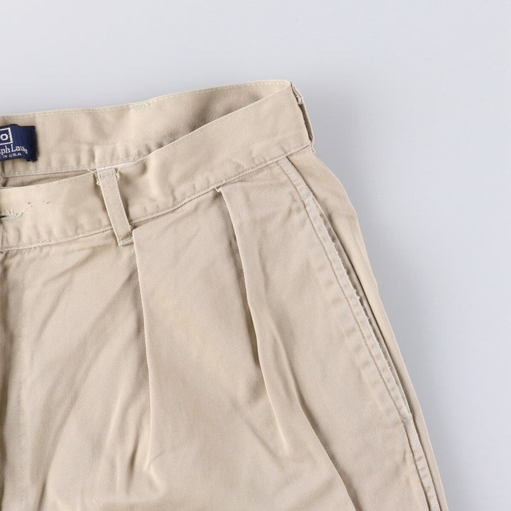 Vintage 90'S Ralph Lauren POLO by Ralph Lauren two-pleat chino pants, made in the USA, men's size W35. cotton Beige type Vintage Second Hand