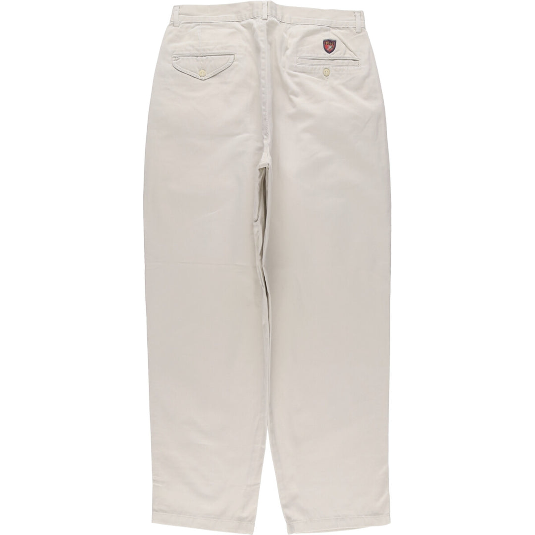 90'S Ralph Lauren POLO by Ralph Lauren Two-pleat Chino Pants Made in USA Men's W33 Vintage cotton pale white type Vintage Second Hand