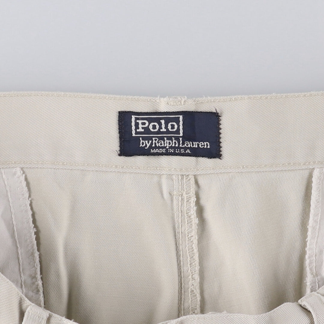 90'S Ralph Lauren POLO by Ralph Lauren Two-pleat Chino Pants Made in USA Men's W33 Vintage cotton pale white type Vintage Second Hand