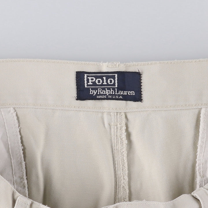 90'S Ralph Lauren POLO by Ralph Lauren Two-pleat Chino Pants Made in USA Men's W33 Vintage cotton pale white type Vintage Second Hand