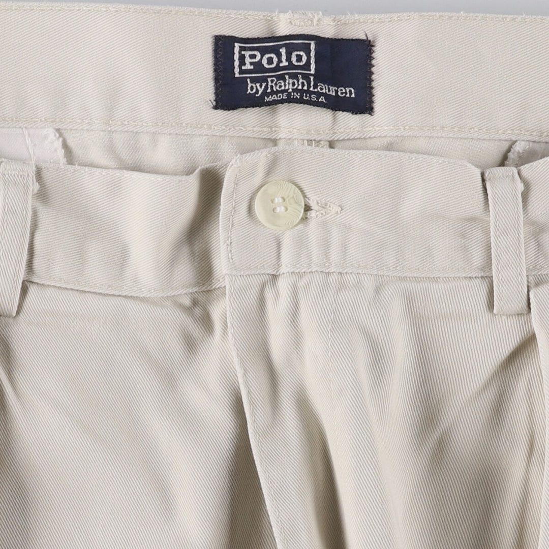90'S Ralph Lauren POLO by Ralph Lauren Two-pleat Chino Pants Made in USA Men's W33 Vintage cotton pale white type Vintage Second Hand