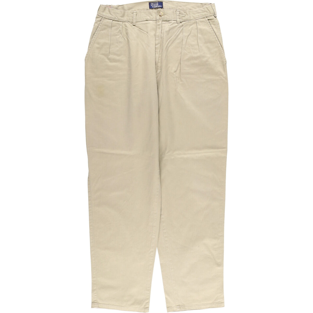 Vintage 90'S Ralph Lauren POLO by Ralph Lauren two-pleat chino pants, made in the USA, men's size W35. cotton Beige type Vintage Second Hand