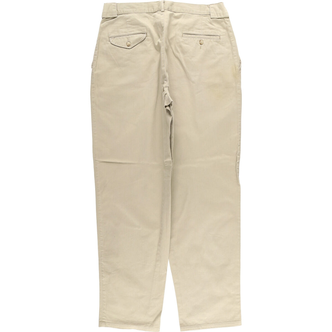 Vintage 90'S Ralph Lauren POLO by Ralph Lauren two-pleat chino pants, made in the USA, men's size W35. cotton Beige type Vintage Second Hand