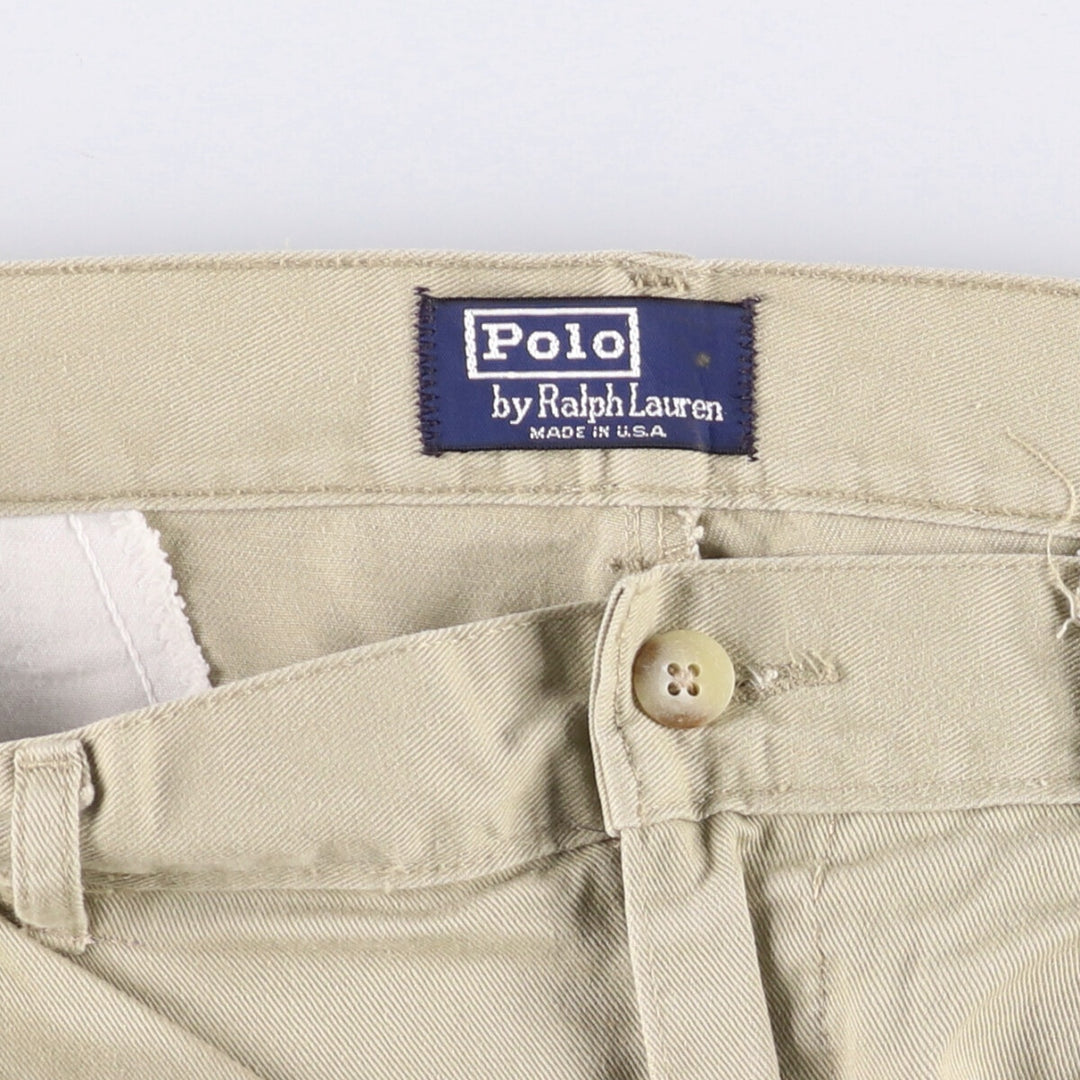Vintage 90'S Ralph Lauren POLO by Ralph Lauren two-pleat chino pants, made in the USA, men's size W35. cotton Beige type Vintage Second Hand