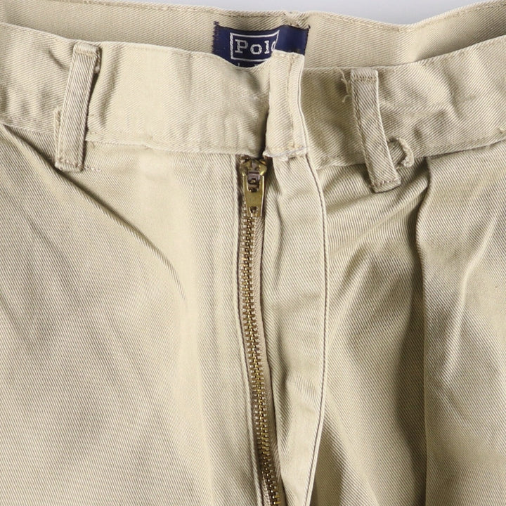 Vintage 90'S Ralph Lauren POLO by Ralph Lauren two-pleat chino pants, made in the USA, men's size W35. cotton Beige type Vintage Second Hand