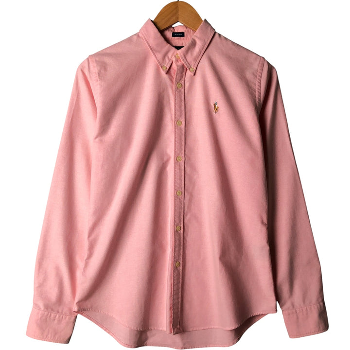 Ralph Lauren Slim Fit Long Sleeve Button-Down Shirt, Women's Size L cotton pink type Vintage Second Hand