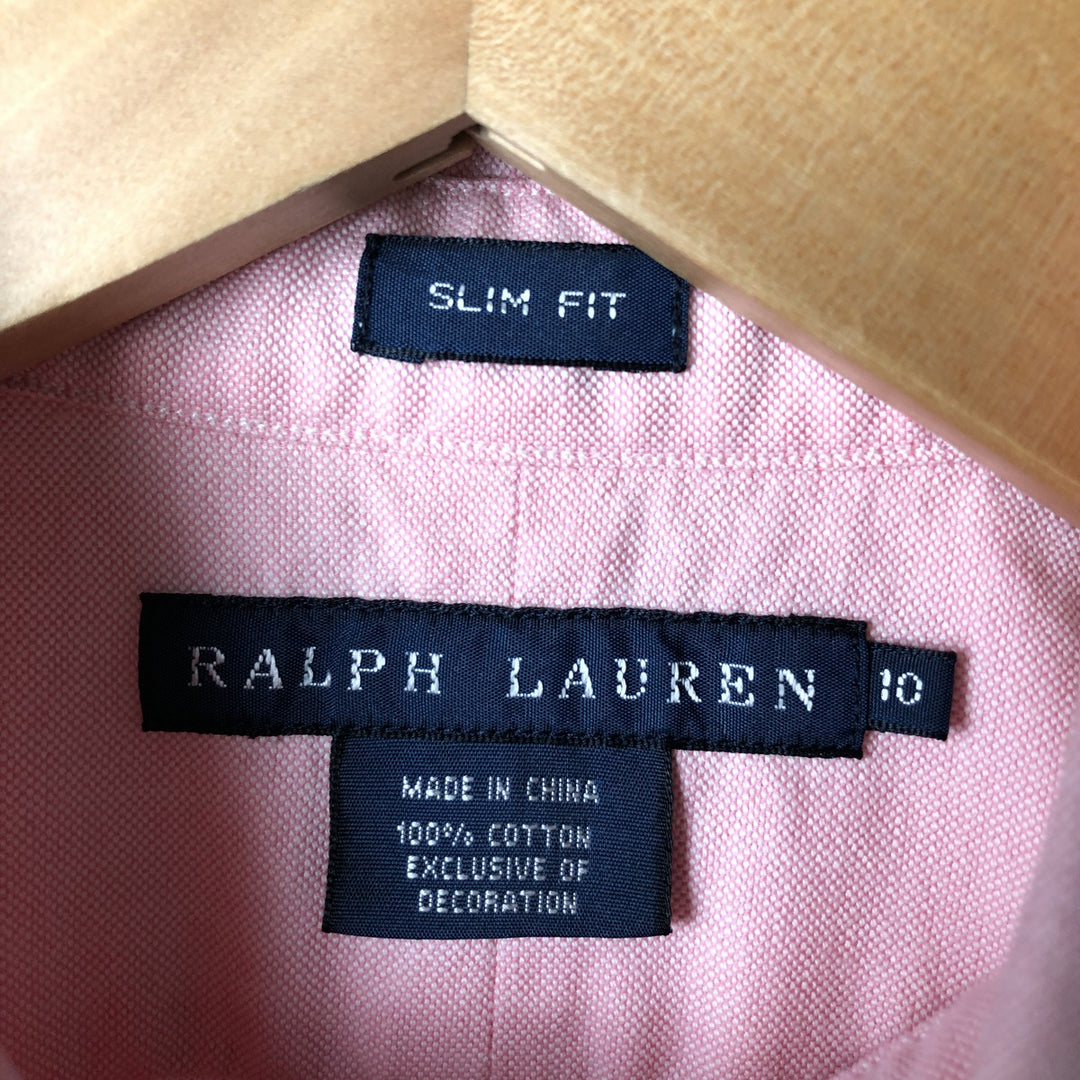 Ralph Lauren Slim Fit Long Sleeve Button-Down Shirt, Women's Size L cotton pink type Vintage Second Hand