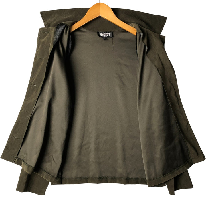 90'S BRIGGS PETITE long-sleeved poly box shirt, women's size L, vintage polyester Khaki type Vintage Second Hand