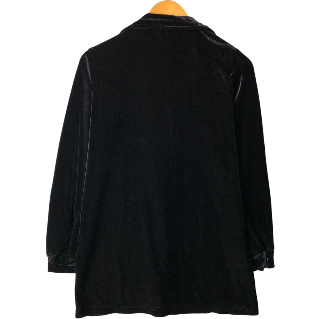 Gloria Vanderbilt Open Collar Long Sleeve Velvet Box Shirt, Made in Canada, Women's Size Medium polyester black type Vintage Second Hand