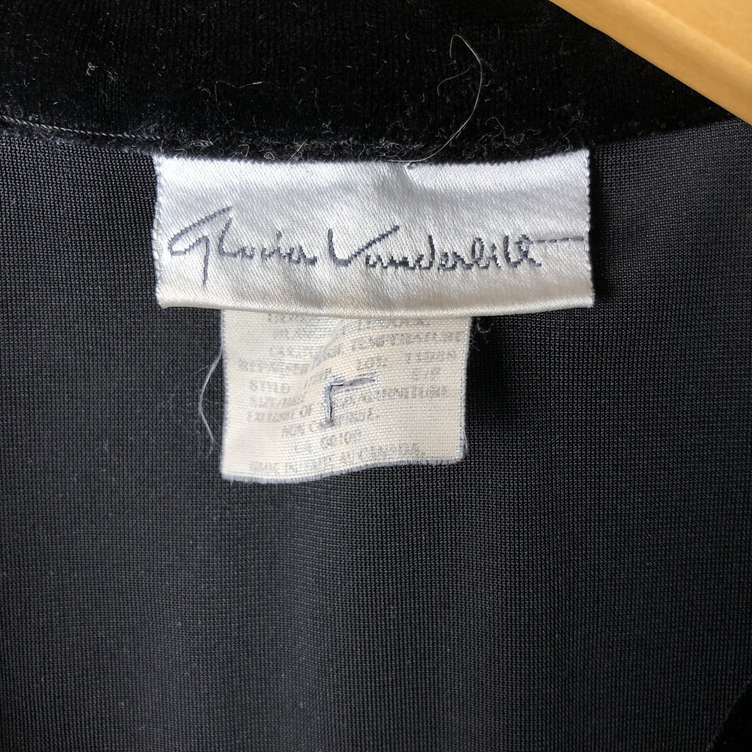 Gloria Vanderbilt Open Collar Long Sleeve Velvet Box Shirt, Made in Canada, Women's Size Medium polyester black type Vintage Second Hand