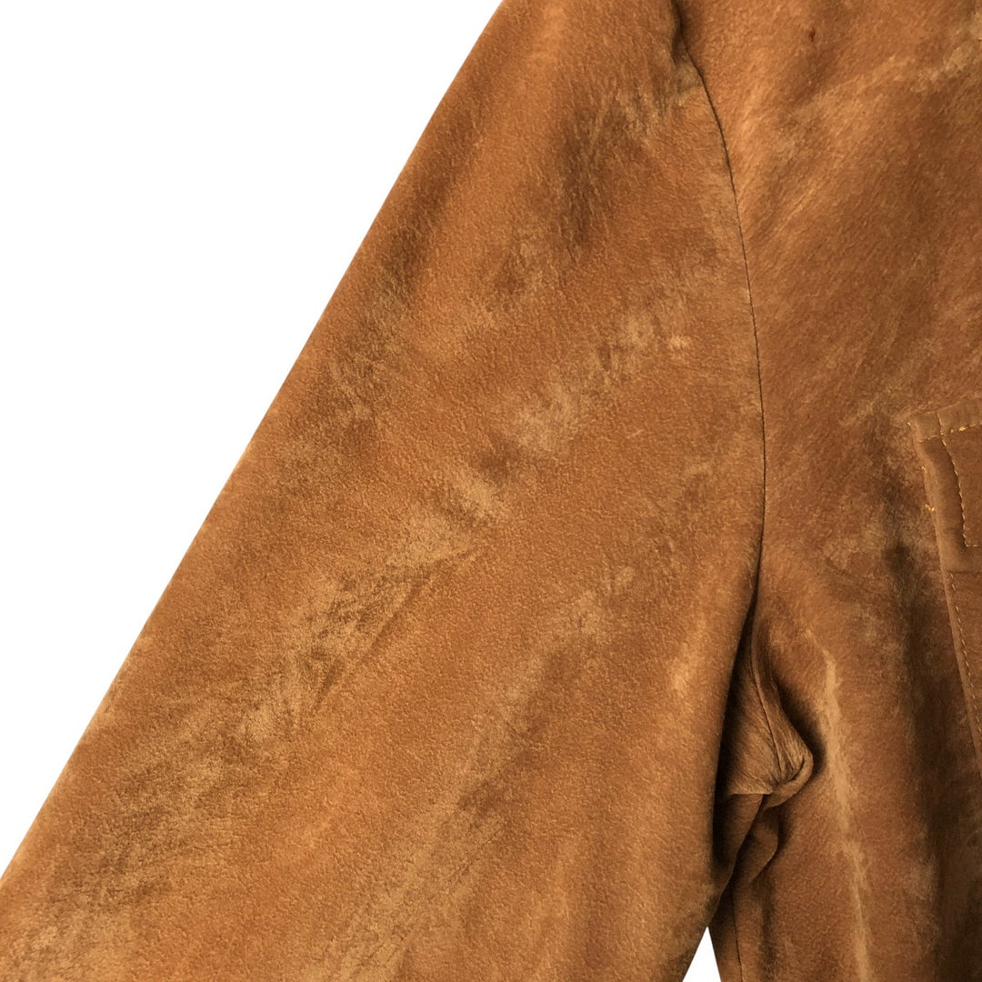 20 SOUTH Long Sleeve Faux Suede Box Shirt, Made in USA, Women's Size L Rayon beige type brown Vintage Second Hand