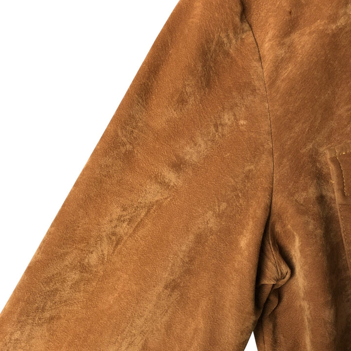 20 SOUTH Long Sleeve Faux Suede Box Shirt, Made in USA, Women's Size L Rayon beige type brown Vintage Second Hand