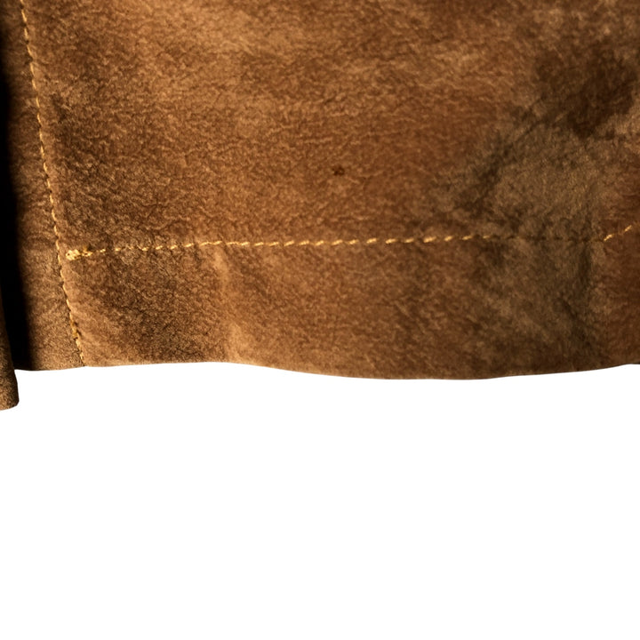 20 SOUTH Long Sleeve Faux Suede Box Shirt, Made in USA, Women's Size L Rayon beige type brown Vintage Second Hand