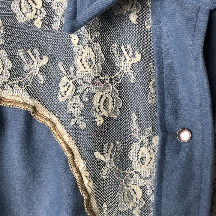 Vintage 1970'S Miss Rodeo America long-sleeved western shirt, size S, women's polyester Blue type light blue Vintage Second Hand