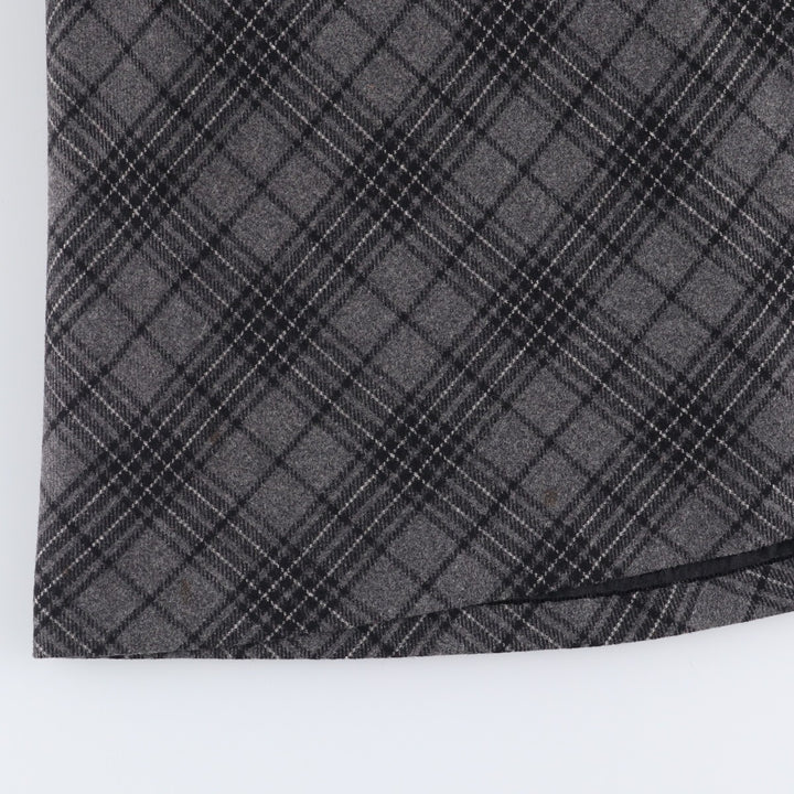 Eddie Bauer Check Pattern Wool Long A-Line Skirt, Women's Size L wool gray type Vintage Second Hand