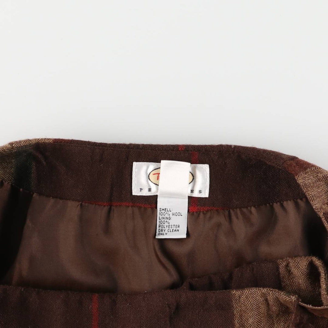 Vintage 90'S TALBOTS Check Pattern Wool Midi Wrap Skirt, Women's Size M wool brown type Vintage Second Hand