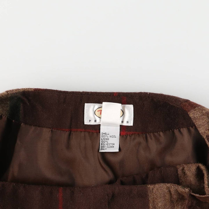 Vintage 90'S TALBOTS Check Pattern Wool Midi Wrap Skirt, Women's Size M wool brown type Vintage Second Hand