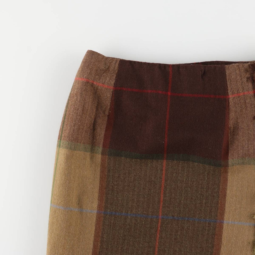 Vintage 90'S TALBOTS Check Pattern Wool Midi Wrap Skirt, Women's Size M wool brown type Vintage Second Hand