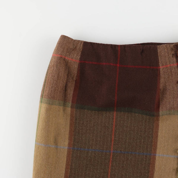 Vintage 90'S TALBOTS Check Pattern Wool Midi Wrap Skirt, Women's Size M wool brown type Vintage Second Hand