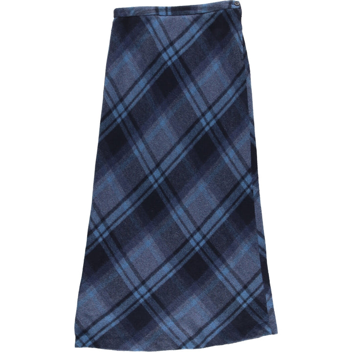 J.Crew Enjoy Check Pattern Long Tight Skirt, Women's Size L polyester blue type Vintage Second Hand