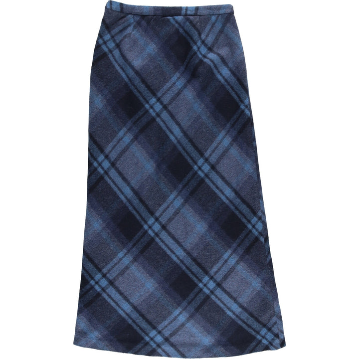 J.Crew Enjoy Check Pattern Long Tight Skirt, Women's Size L polyester blue type Vintage Second Hand