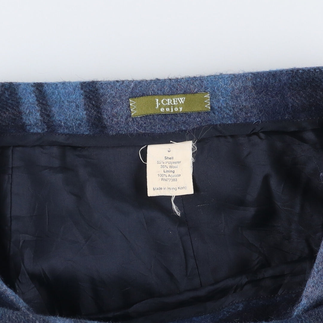 J.Crew Enjoy Check Pattern Long Tight Skirt, Women's Size L polyester blue type Vintage Second Hand