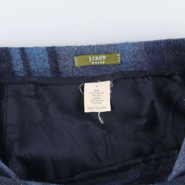 J.Crew Enjoy Check Pattern Long Tight Skirt, Women's Size L polyester blue type Vintage Second Hand