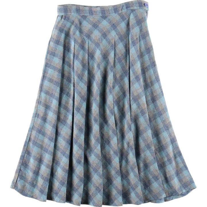SUSSAN SPORTSWEAR Check Pattern Midi Pleated Skirt, Made in Australia, Women's Size M acrylic blue type Vintage Second Hand