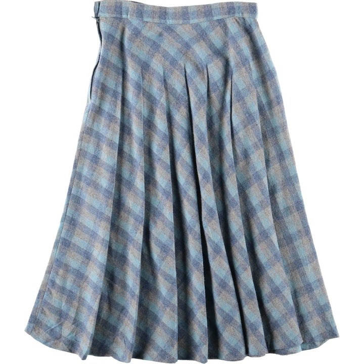 SUSSAN SPORTSWEAR Check Pattern Midi Pleated Skirt, Made in Australia, Women's Size M acrylic blue type Vintage Second Hand
