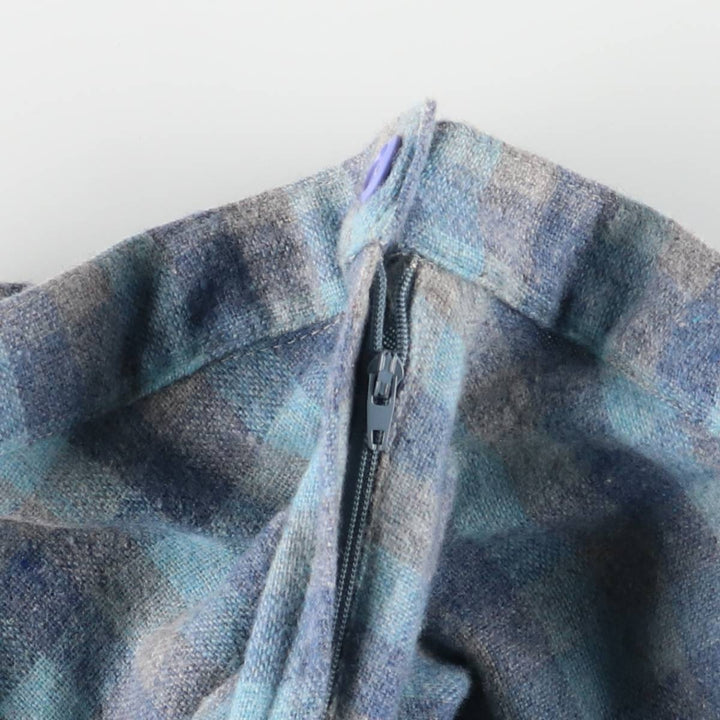 SUSSAN SPORTSWEAR Check Pattern Midi Pleated Skirt, Made in Australia, Women's Size M acrylic blue type Vintage Second Hand