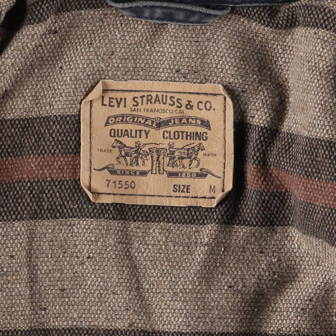 90'S Levi's 71550-8711 Cotton Trucker Jacket, Men's Size Medium, Vintage cotton navy blue type Vintage Second Hand