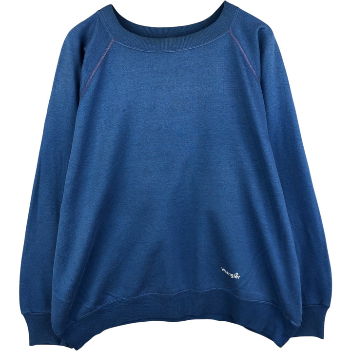 Vintage 1980'S Wrangler one-point logo sweatshirt, made in France, men's size XL cotton blue type Vintage Second Hand