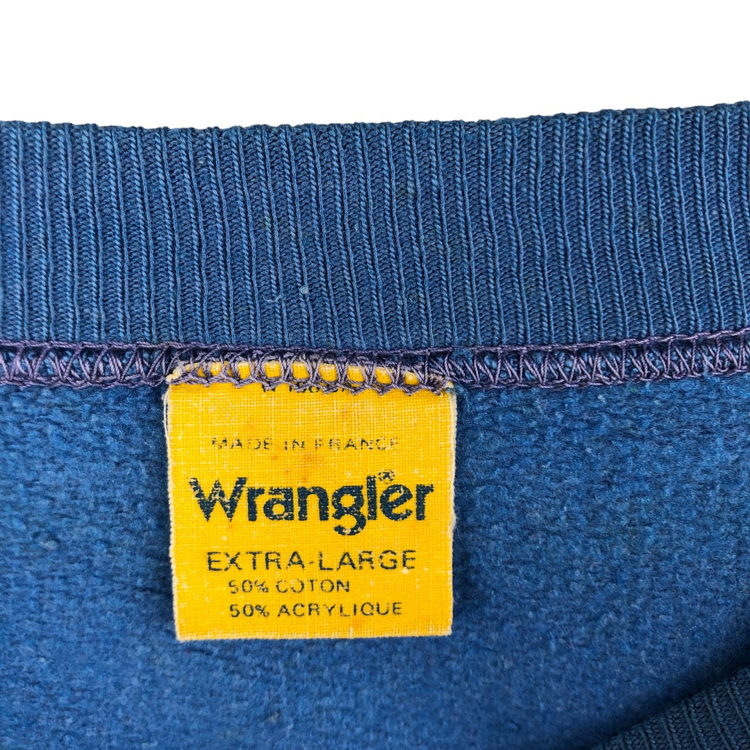 Vintage 1980'S Wrangler one-point logo sweatshirt, made in France, men's size XL cotton blue type Vintage Second Hand