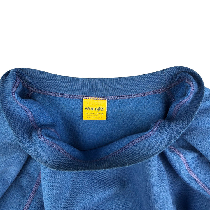 Vintage 1980'S Wrangler one-point logo sweatshirt, made in France, men's size XL cotton blue type Vintage Second Hand