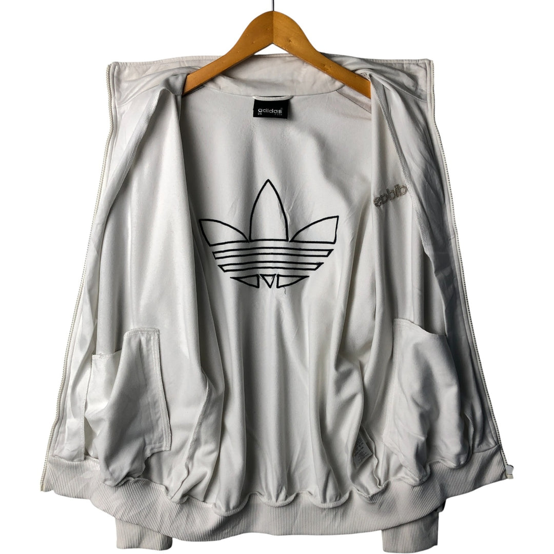 Vintage 90'S Adidas track jacket with back logo, size M, men's polyester white type Vintage Second Hand