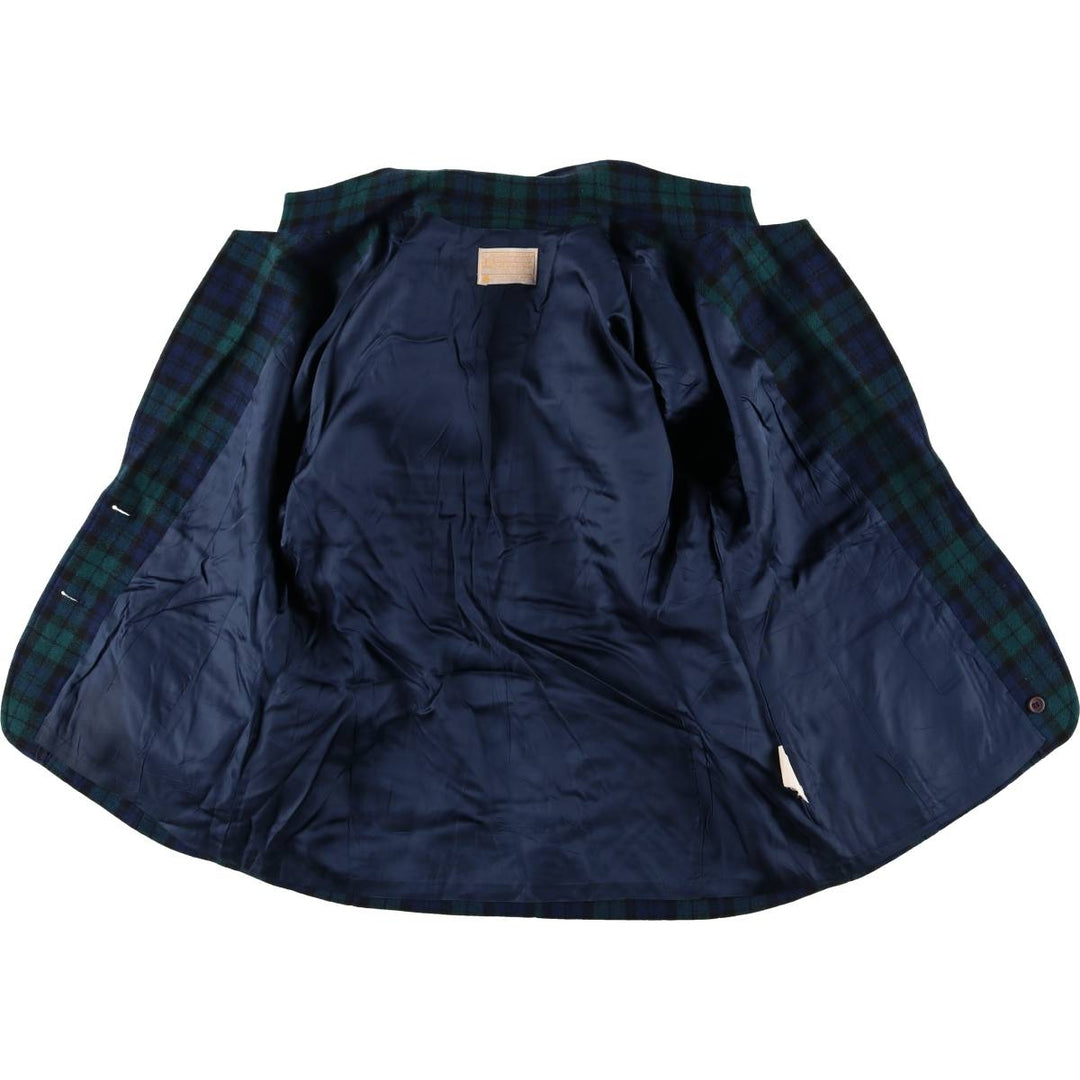 Vintage 1970'S Pendleton Blackwatch Check Wool Tailored Jacket, Made in USA, Women's Size L wool navy blue type Vintage Second Hand